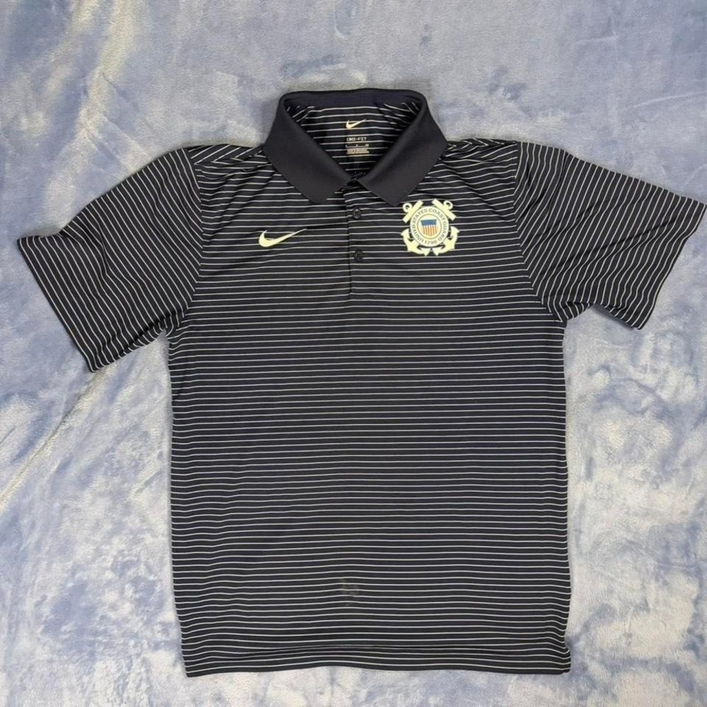 Nike black & white striped polo shirt men Size S